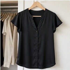 Black Tie Neck Blouse